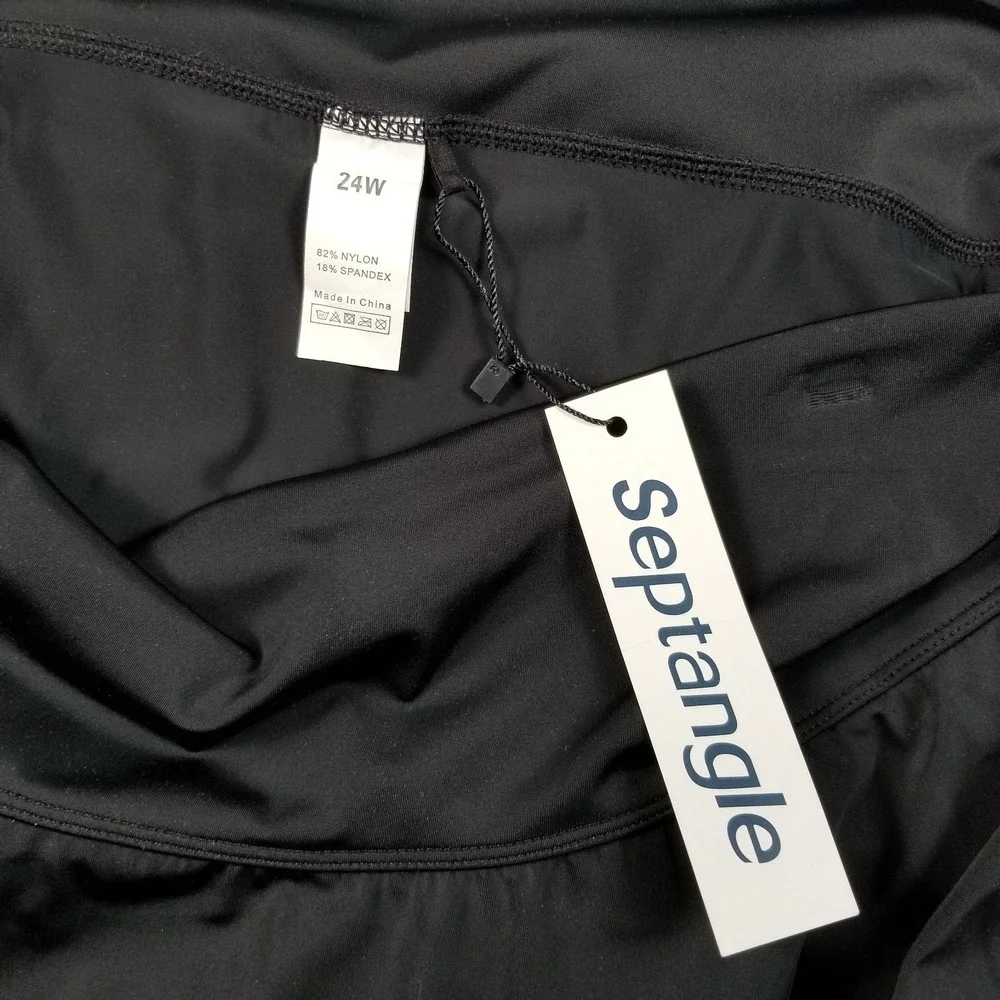 NEW Septangle Swim Skirt Women's 24W Plus Black Stretch Elastic Waist Beach Lake